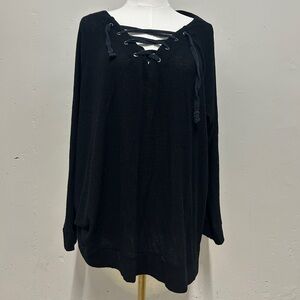 Black Lace-Up Women's Top